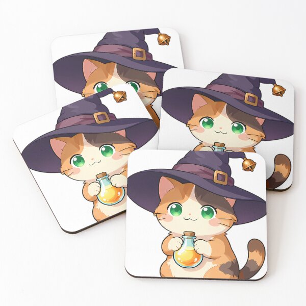 Item preview, Cute Calico Kitten Apprentice Witch with Golden Potion Bottle designed and sold by pumsquare.