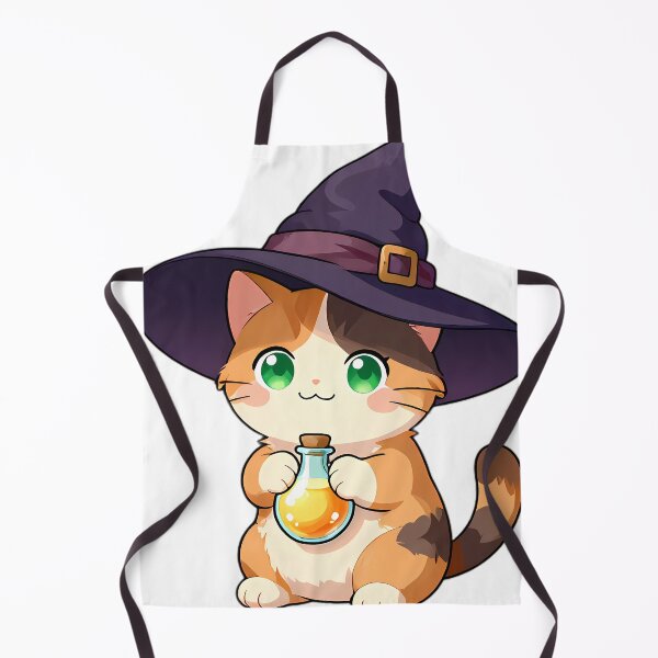 Item preview, Cute Calico Kitten Apprentice Witch with Golden Potion Bottle designed and sold by pumsquare.