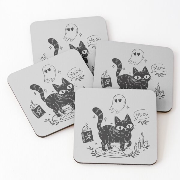 Item preview, Black Cat Witch Familiar  Cute Occult Ghost Art designed and sold by Kaurisdigital.