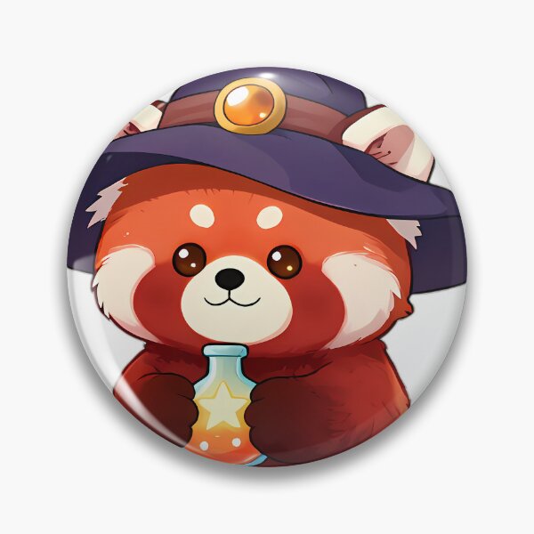 Item preview, Cute Red Panda Apprentice Witch with Glowing Star Flask designed and sold by pumsquare.