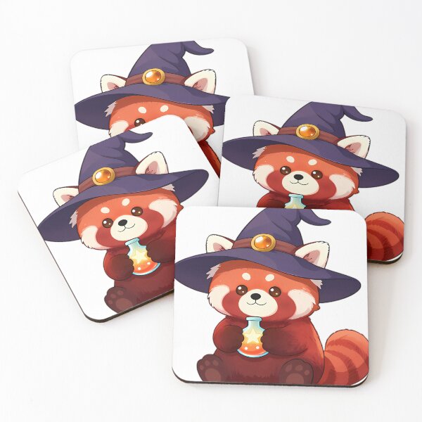 Item preview, Cute Red Panda Apprentice Witch with Glowing Star Flask designed and sold by pumsquare.