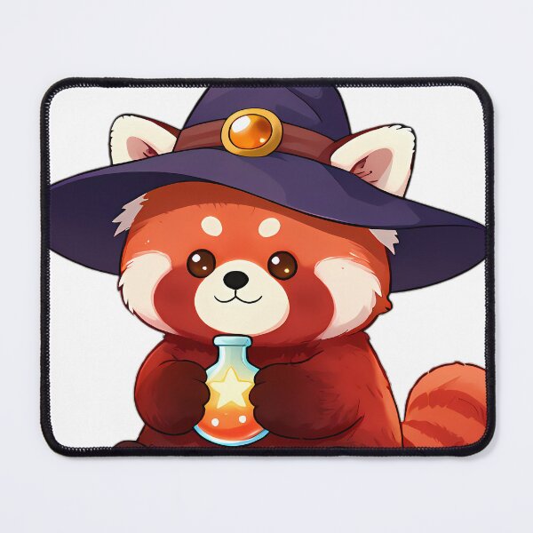 Item preview, Cute Red Panda Apprentice Witch with Glowing Star Flask designed and sold by pumsquare.