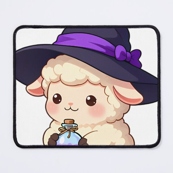 Item preview, Cute Baby Lamb Apprentice Witch with Lavender Potion Bottle designed and sold by pumsquare.