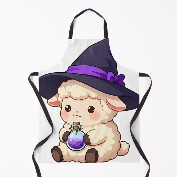 Item preview, Cute Baby Lamb Apprentice Witch with Lavender Potion Bottle designed and sold by pumsquare.