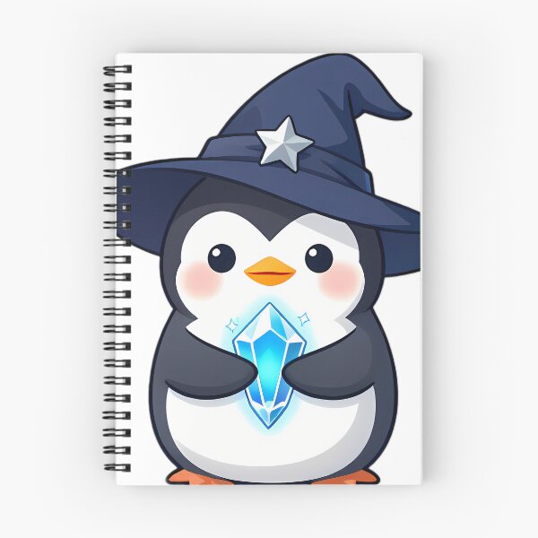 Item preview, Cute Penguin Chick Apprentice Witch with Ice Blue Crystal designed and sold by pumsquare.