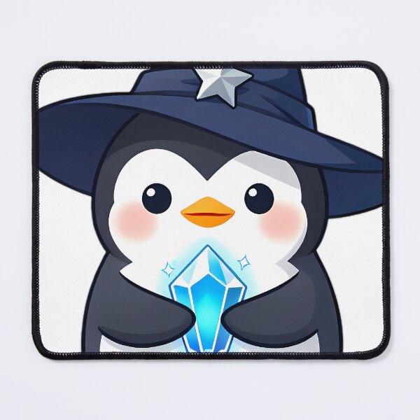 Item preview, Cute Penguin Chick Apprentice Witch with Ice Blue Crystal designed and sold by pumsquare.