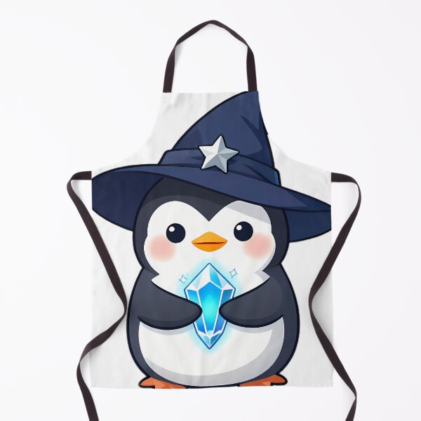 Item preview, Cute Penguin Chick Apprentice Witch with Ice Blue Crystal designed and sold by pumsquare.