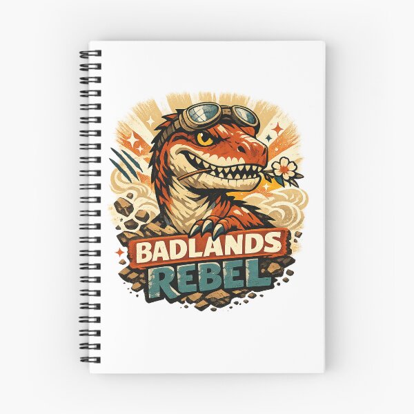Item preview, Badlands Rebel Raptor Retro Dinosaur Adventure Western Art Design Print designed and sold by inkoutninja.