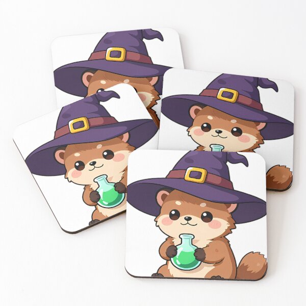 Item preview, Cute Baby Ferret Apprentice Witch with Emerald Potion Flask designed and sold by pumsquare.