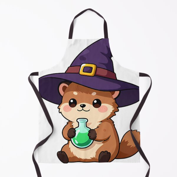 Item preview, Cute Baby Ferret Apprentice Witch with Emerald Potion Flask designed and sold by pumsquare.