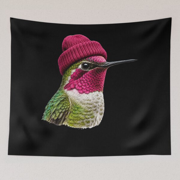 Item preview, 90's Anna's Hummingbird Wearing Beanie Bird Lover Vintage designed and sold by AmberWild.