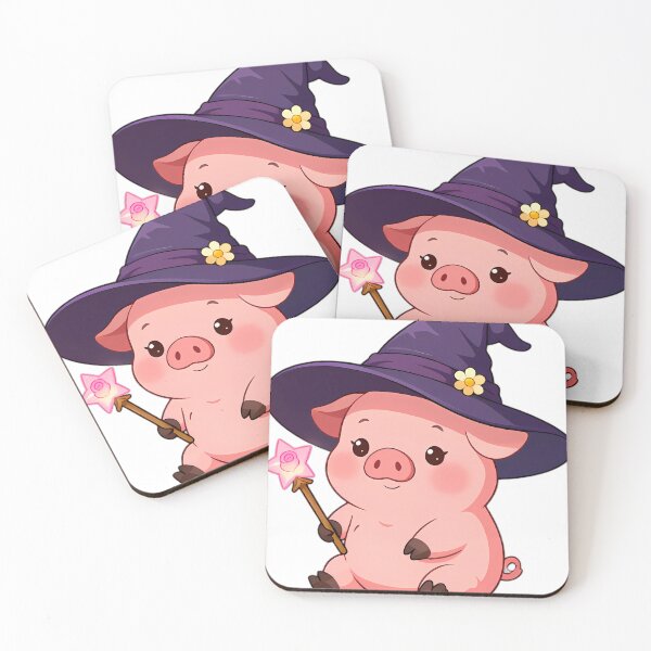 Item preview, Cute Baby Piglet Apprentice Witch with Glowing Star Wand designed and sold by pumsquare.