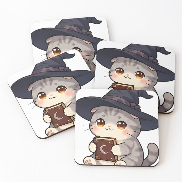 Item preview, Cute Scottish Fold Kitten Apprentice Witch with Magic Grimoire designed and sold by pumsquare.