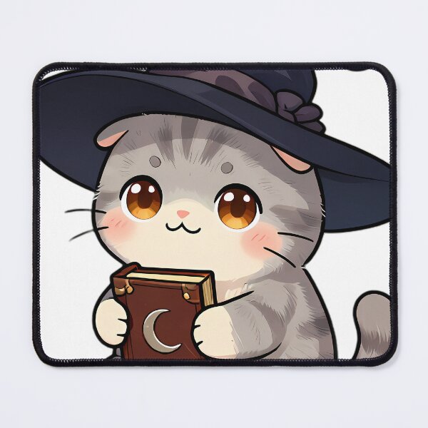 Item preview, Cute Scottish Fold Kitten Apprentice Witch with Magic Grimoire designed and sold by pumsquare.