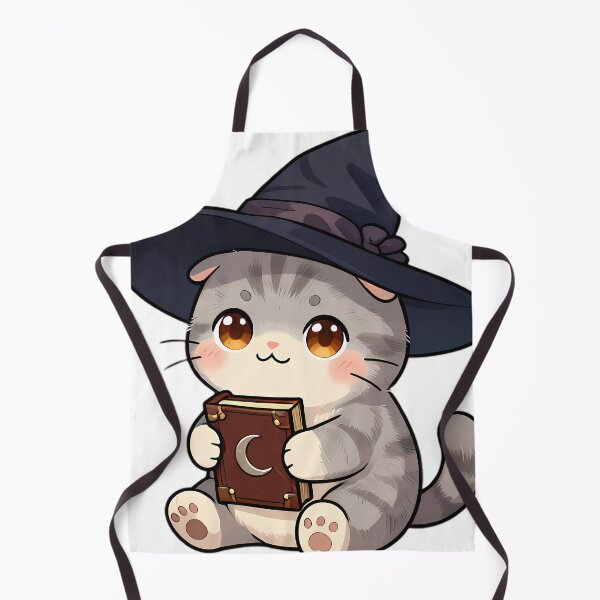 Item preview, Cute Scottish Fold Kitten Apprentice Witch with Magic Grimoire designed and sold by pumsquare.