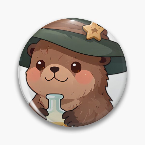 Item preview, Cute Baby Beaver Apprentice Witch with Amber Potion Flask designed and sold by pumsquare.