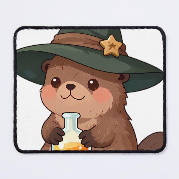 Item preview, Cute Baby Beaver Apprentice Witch with Amber Potion Flask designed and sold by pumsquare.