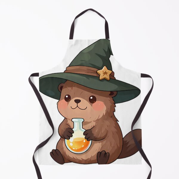 Item preview, Cute Baby Beaver Apprentice Witch with Amber Potion Flask designed and sold by pumsquare.