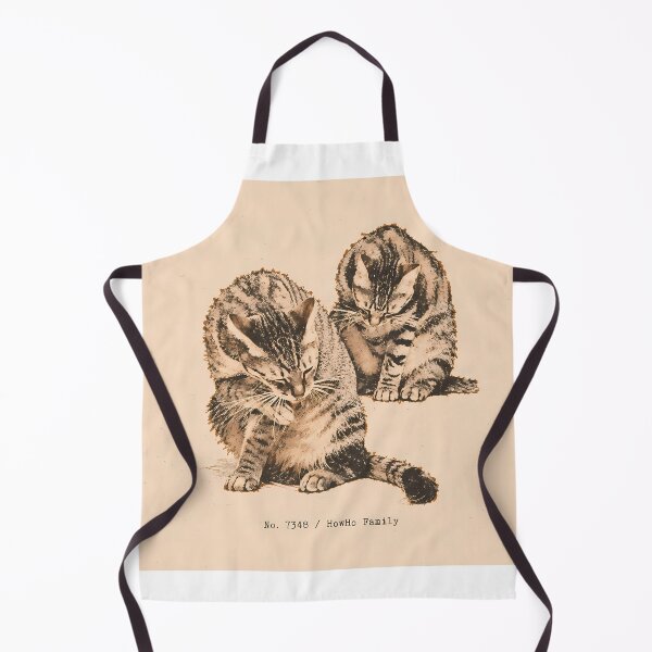 Item preview, Two Tabby Cats Grooming: Vintage Linocut designed and sold by HowHoFamily.