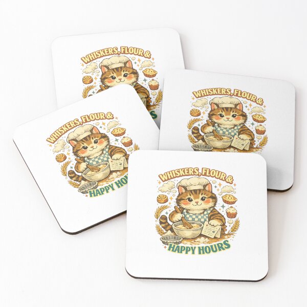 Item preview, Whiskers Flour Happy Hours Cute Baking Cat Art Design Print designed and sold by inkoutninja.
