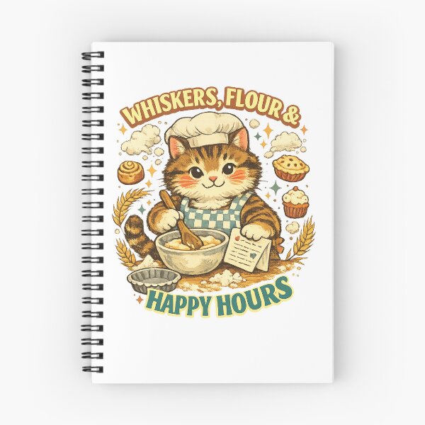 Item preview, Whiskers Flour Happy Hours Cute Baking Cat Art Design Print designed and sold by inkoutninja.