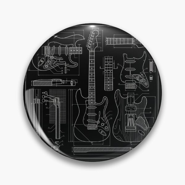Item preview, Electric Guitar Technical Blueprint Schematic Art designed and sold by AZABSTORE.