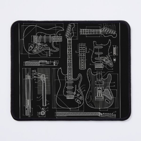 Item preview, Electric Guitar Technical Blueprint Schematic Art designed and sold by AZABSTORE.