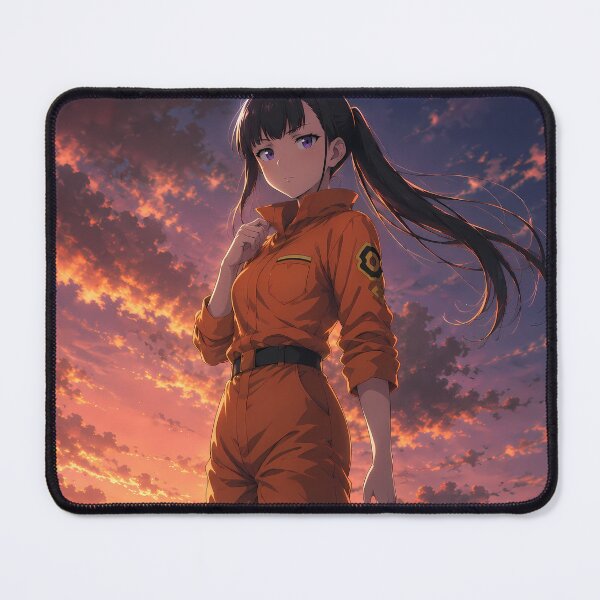 Item preview, Oze Maki Fire Force Orange Uniform Against Dramatic Sunset Rooftop designed and sold by SolenneAzur.