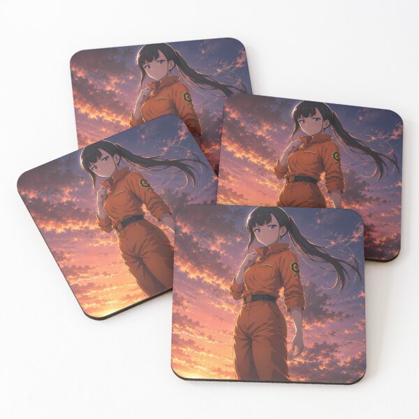 Item preview, Oze Maki Fire Force Orange Uniform Against Dramatic Sunset Rooftop designed and sold by SolenneAzur.