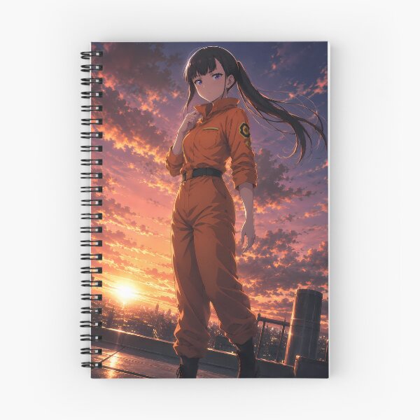 Item preview, Oze Maki Fire Force Orange Uniform Against Dramatic Sunset Rooftop designed and sold by SolenneAzur.