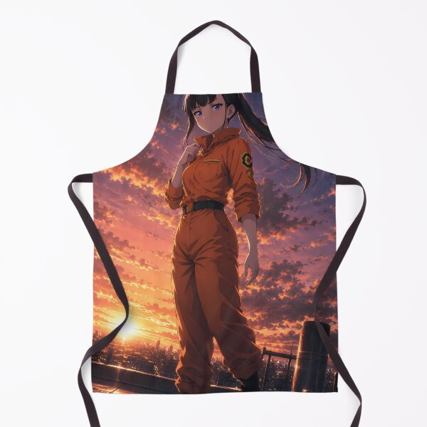 Item preview, Oze Maki Fire Force Orange Uniform Against Dramatic Sunset Rooftop designed and sold by SolenneAzur.