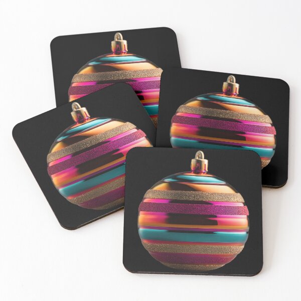 Item preview, Vibrant Striped Metallic Christmas Bauble Ornament designed and sold by colorful-white.