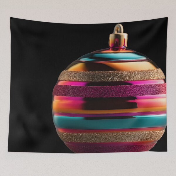 Item preview, Vibrant Striped Metallic Christmas Bauble Ornament designed and sold by colorful-white.