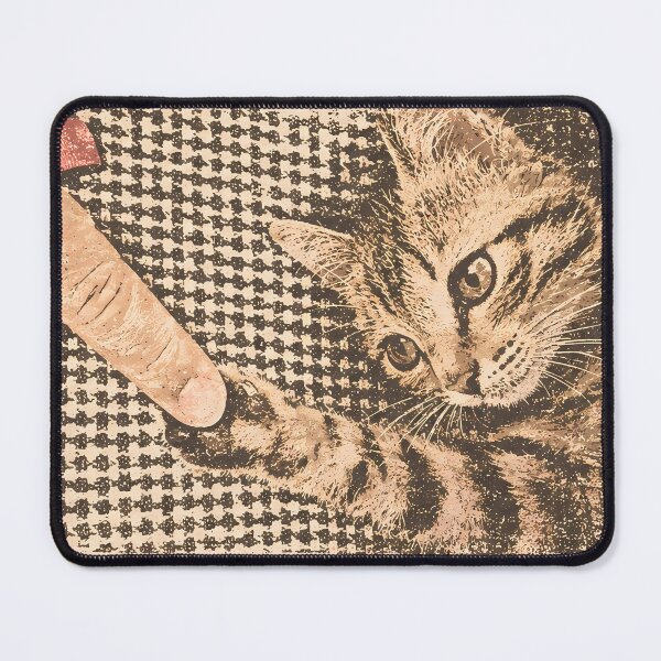 Item preview, Tabby Kitten Touching Finger: Vintage Linocut designed and sold by HowHoFamily.