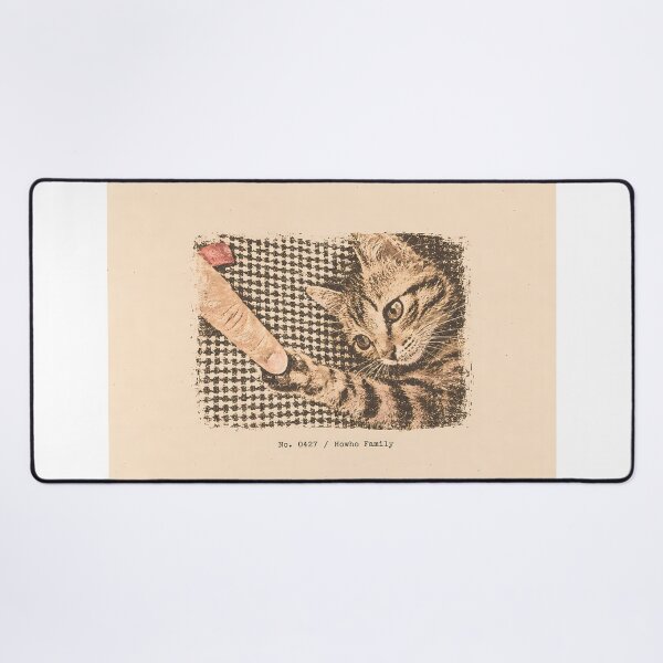 Item preview, Tabby Kitten Touching Finger: Vintage Linocut designed and sold by HowHoFamily.