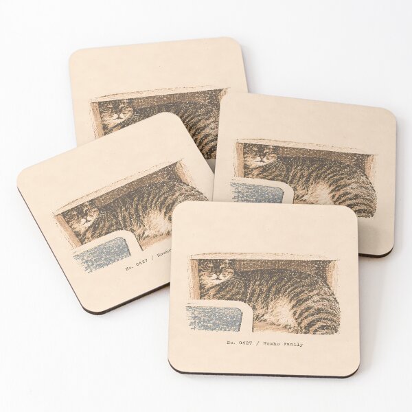 Item preview, Sleepy Tabby Cat in Box: Vintage Linocut designed and sold by HowHoFamily.