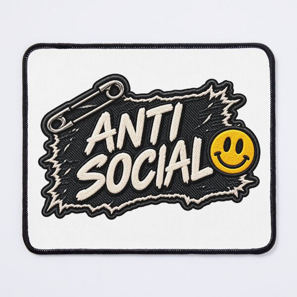 Item preview, Anti Social – Funny Introvert Smiley Punk Patch designed and sold by Abidel.