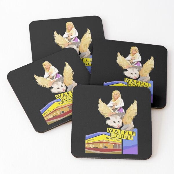 Item preview, dolly parton riding a winged possum over waffle house designed and sold by LeslieDawn9.