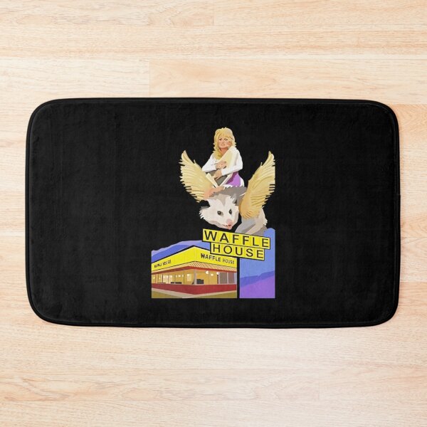 Item preview, dolly parton riding a winged possum over waffle house designed and sold by LeslieDawn9.