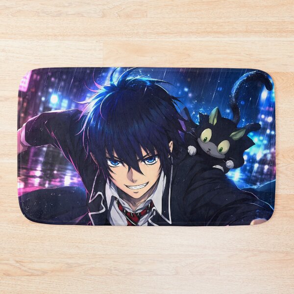 Item preview, Rin Okumura Blue Exorcist Neon Rain Chase with Kuro designed and sold by SolenneAzur.