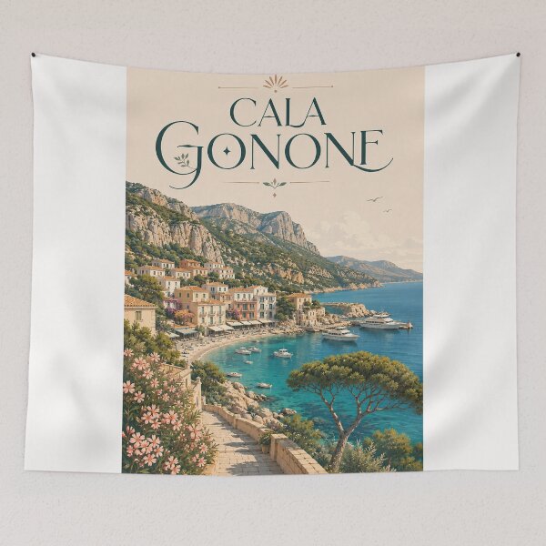 Item preview, Cala Gonone Sardinia Mediterranean Cliffs and Harbor designed and sold by Places On Earth.
