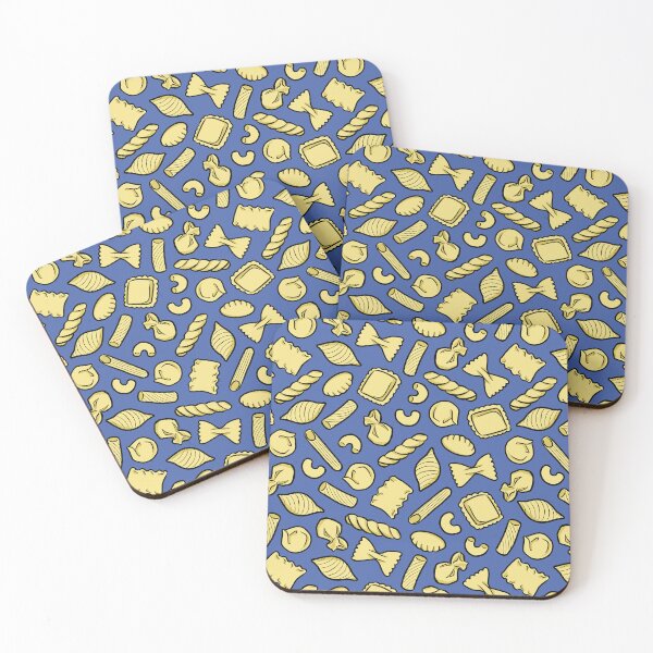 Item preview, Hand drawn pasta shapes on blue background designed and sold by HappyHannahArt.