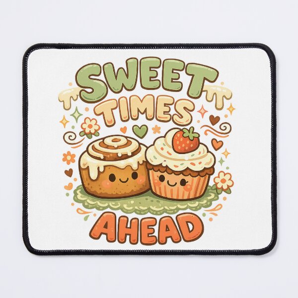 Item preview, Sweet Times Ahead Kawaii Cupcake Cinnamon Roll Art Design Print designed and sold by inkoutninja.