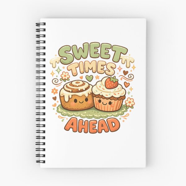Item preview, Sweet Times Ahead Kawaii Cupcake Cinnamon Roll Art Design Print designed and sold by inkoutninja.