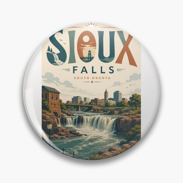 Artikelvorschau, Sioux Falls, South Dakota: Wasserfälle des Big Sioux River und Skyline der Innenstadt entworfen und verkauft von Places On Earth.
