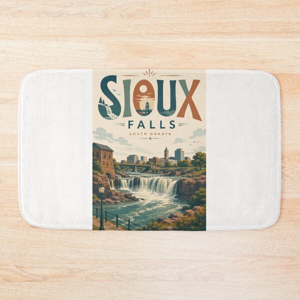Item preview, Sioux Falls South Dakota Big Sioux River Waterfalls and Downtown Skyline designed and sold by Places On Earth.