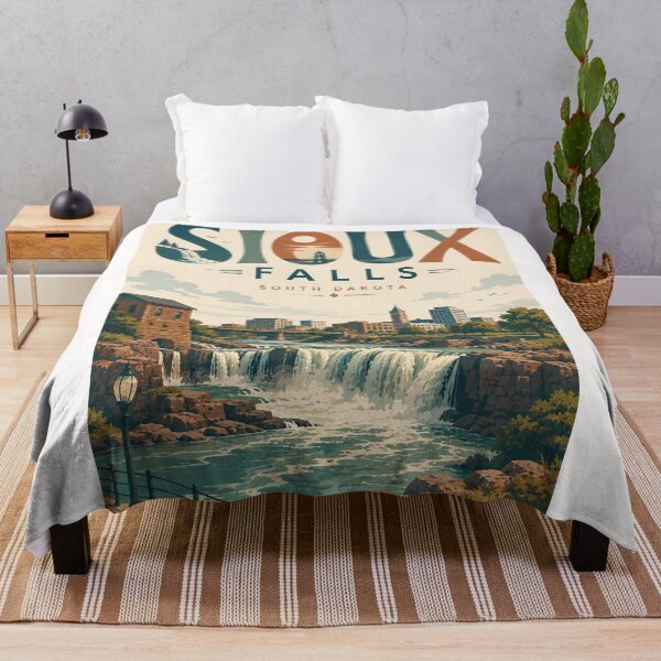 Aperçu de l'œuvre Chutes de Sioux Falls, Dakota du Sud, rivière Big Sioux, panorama urbain créée et vendue par Places On Earth.