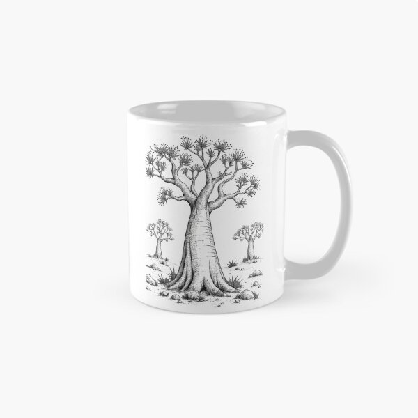 Item preview, Ancient Baobab Tree Monochrome Botanical African Landscape Art Design designed and sold by inkoutninja.