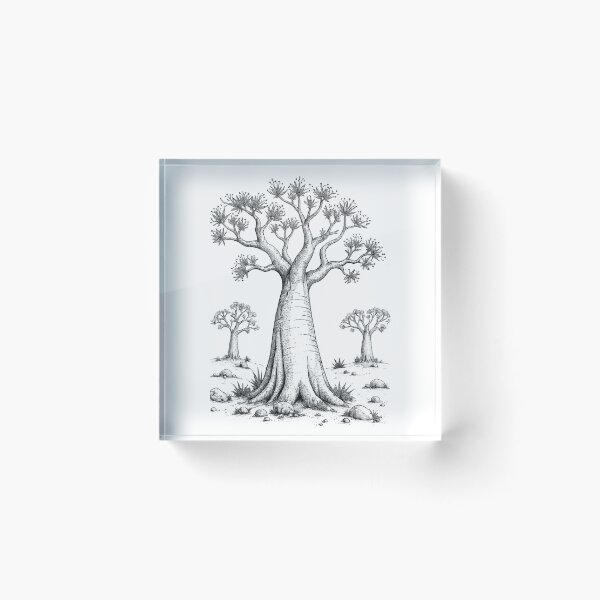 Item preview, Ancient Baobab Tree Monochrome Botanical African Landscape Art Design designed and sold by inkoutninja.