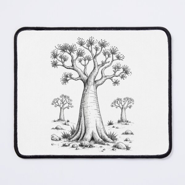 Item preview, Ancient Baobab Tree Monochrome Botanical African Landscape Art Design designed and sold by inkoutninja.